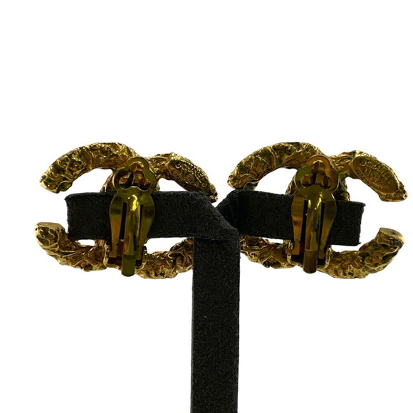 CHANEL Gold Logo Earrings - Picture 6 of 7